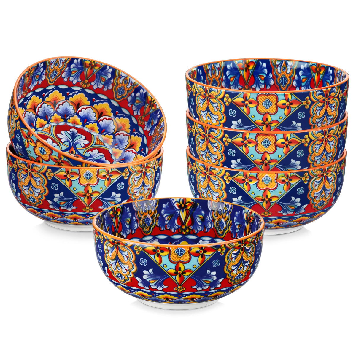 Malacasa Ceramic Bowls Set Floral Bohemian Design For Home Dining