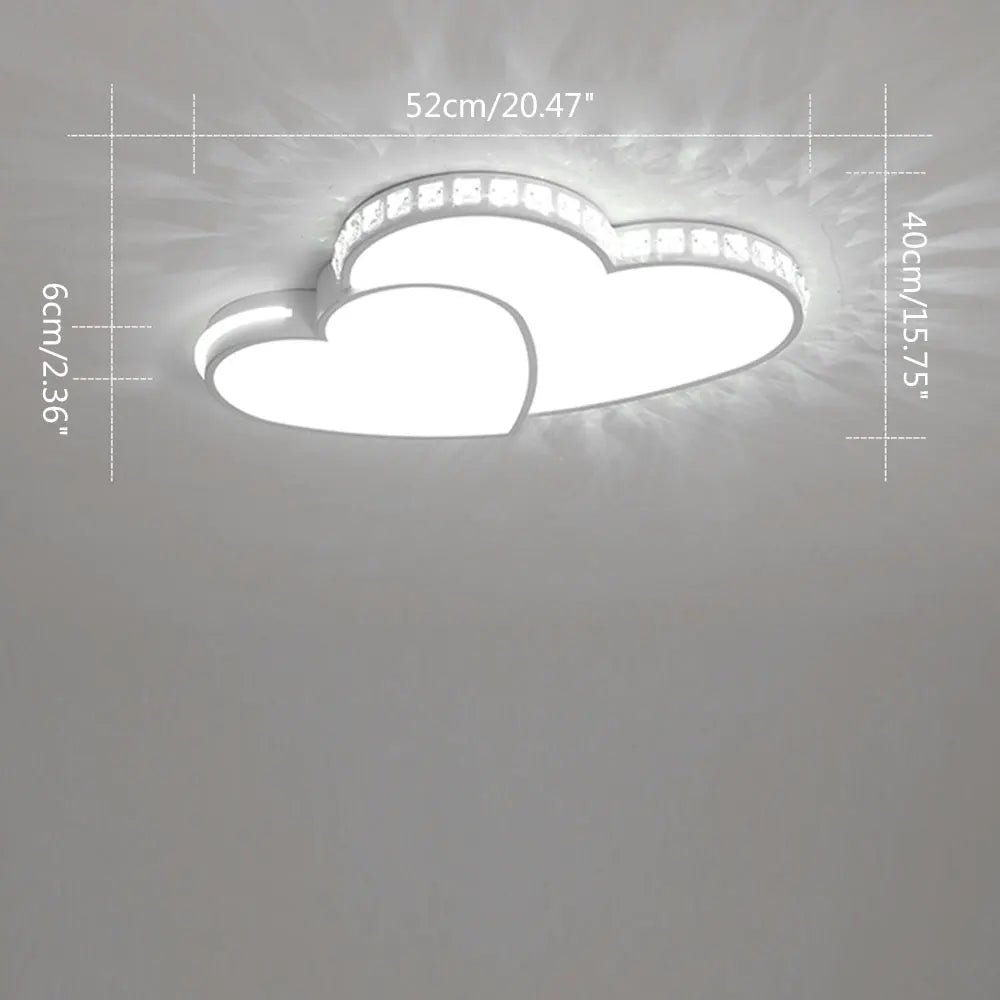 Heart Shaped Crystal LED Ceiling Light Flush Mount Fixture