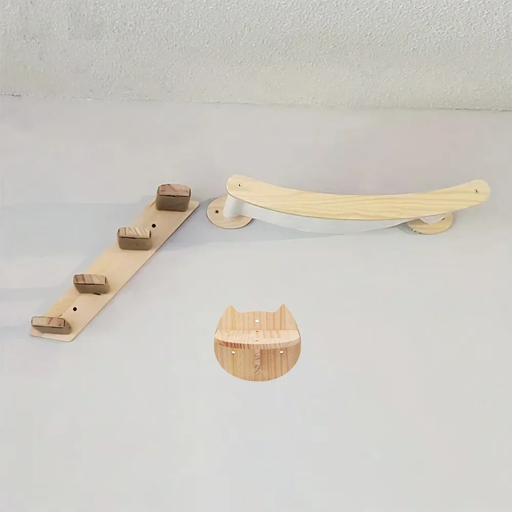 CWV Wall Mounted Cat Hammock And Sisal Scratching Climbing Shelf