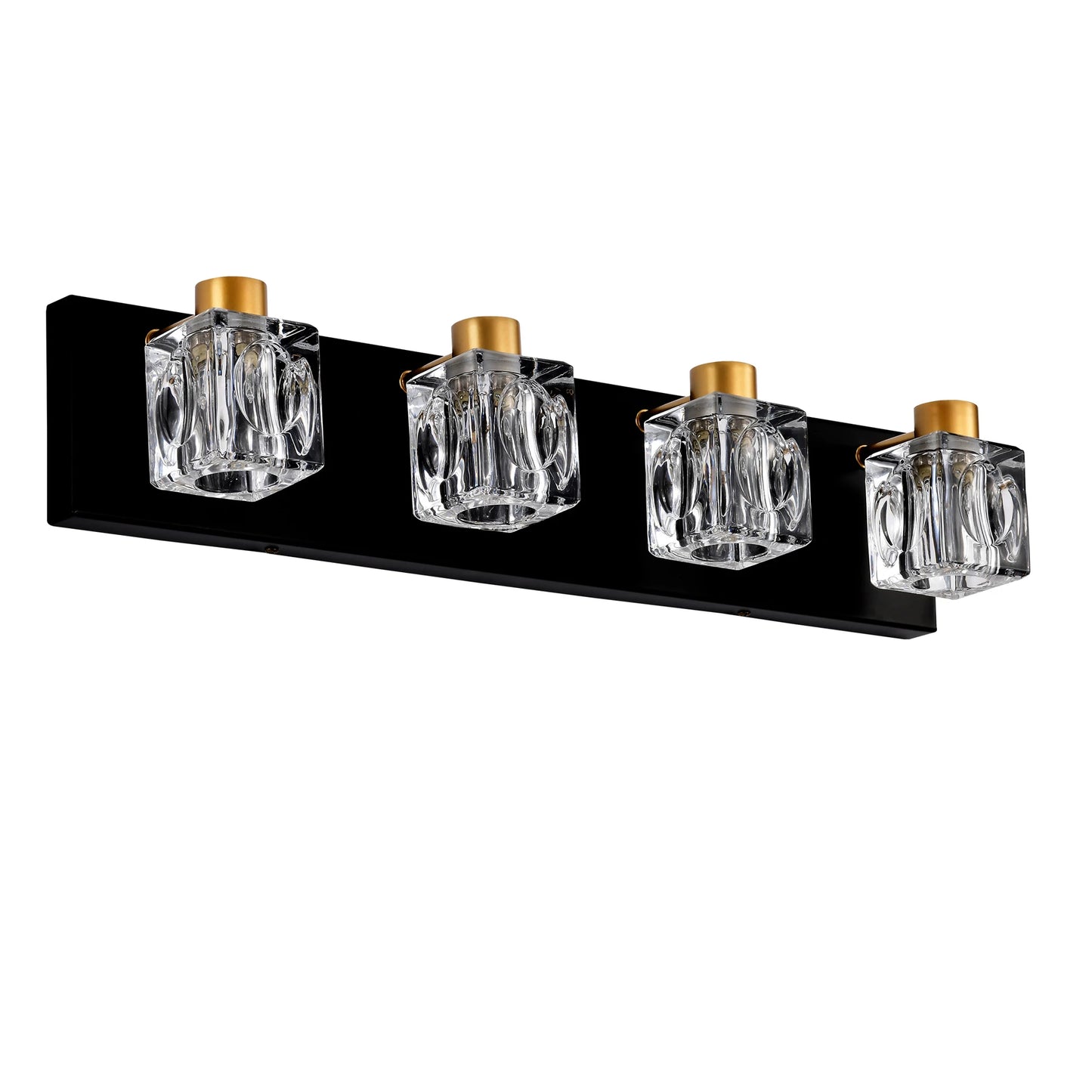 4 Light Bathroom Vanity Wall Lights With Crystal Glass Shades