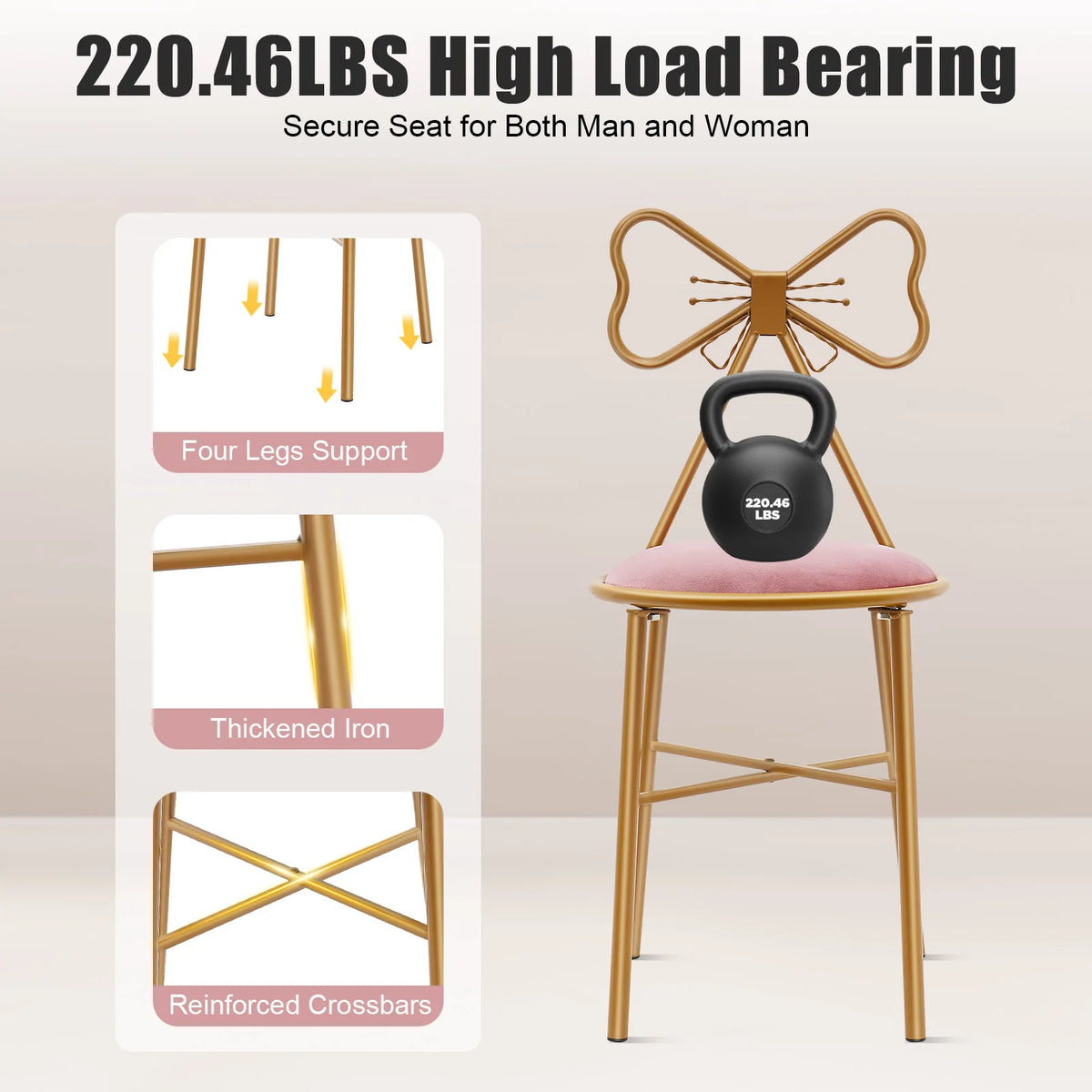 Bymaocar Butterfly Backrest Dining Chair With Upholstered Padded Seat