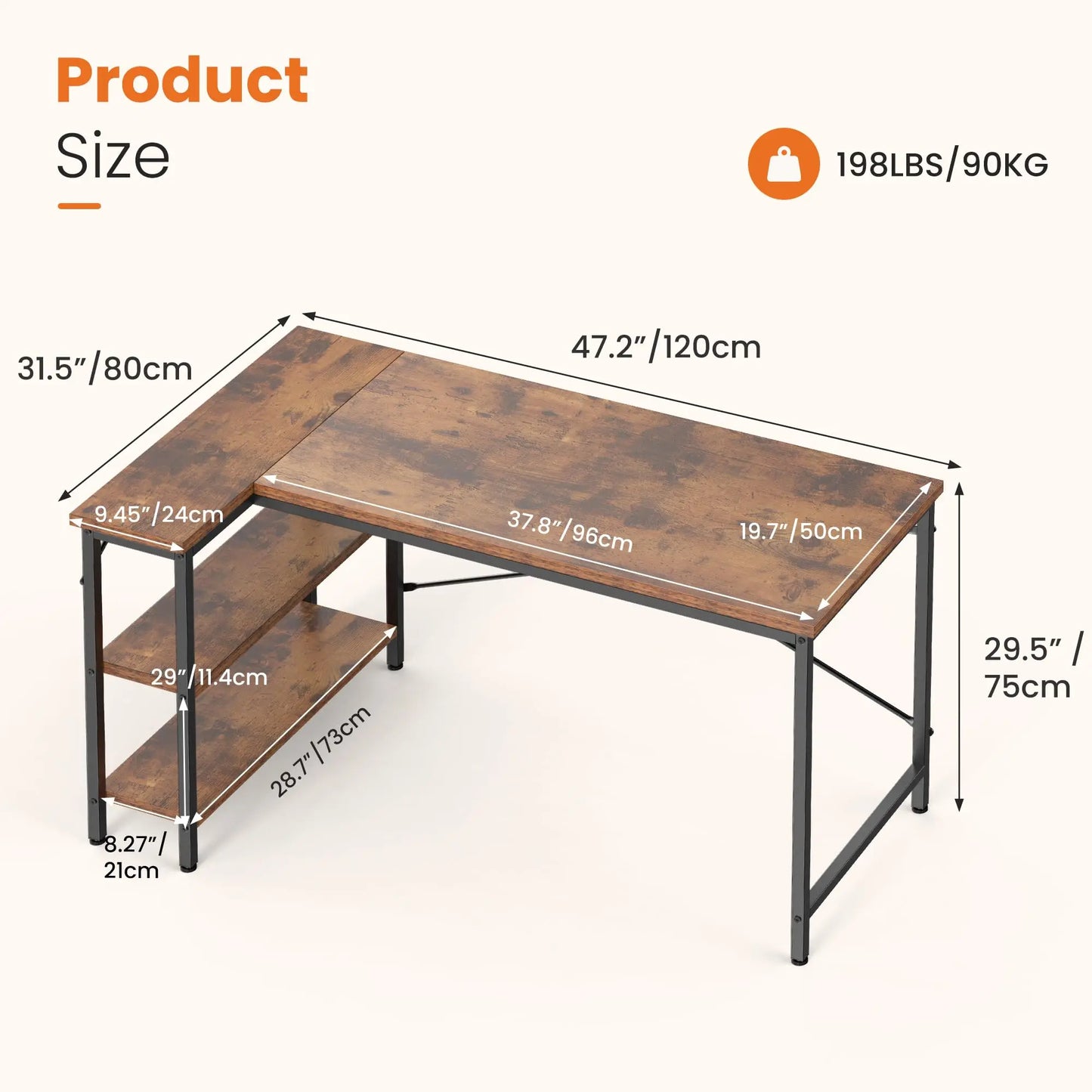 JHK L Shaped Desk Computer Desk for Home Office Storage