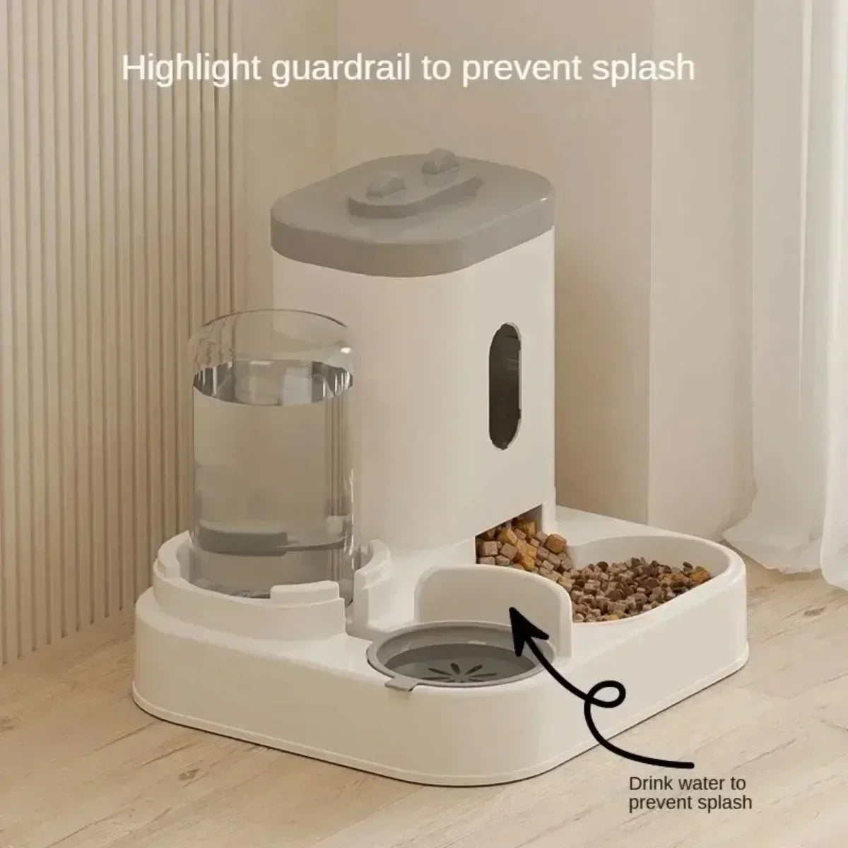Automatic Large Capacity Pet Food Bowl With Water Fountain