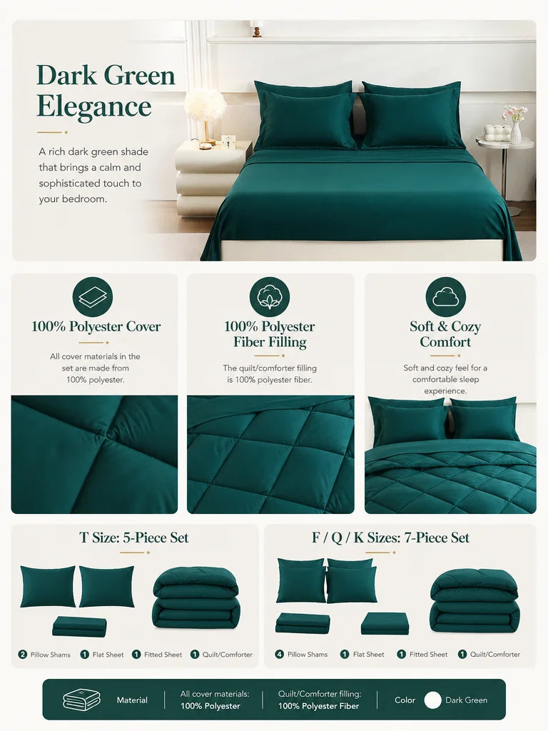 easYum Quilted Bedding Set With Comforter Sheets And Pillowcases