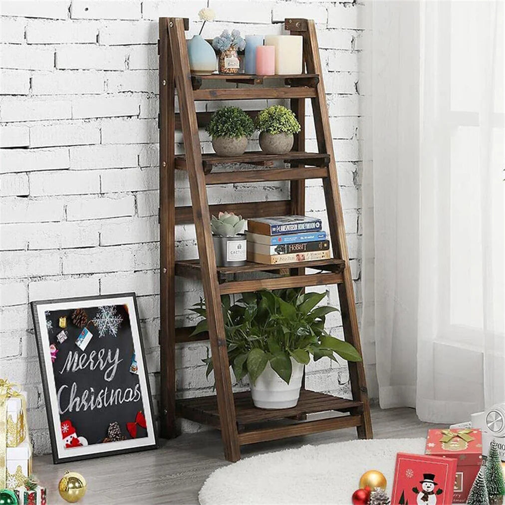 Indoor Wooden Folding Storage Shelf Bookcase Display Rack