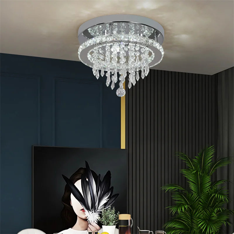 GreeLustr Crystal LED Chandelier Living Room Dimmable Light with Remote