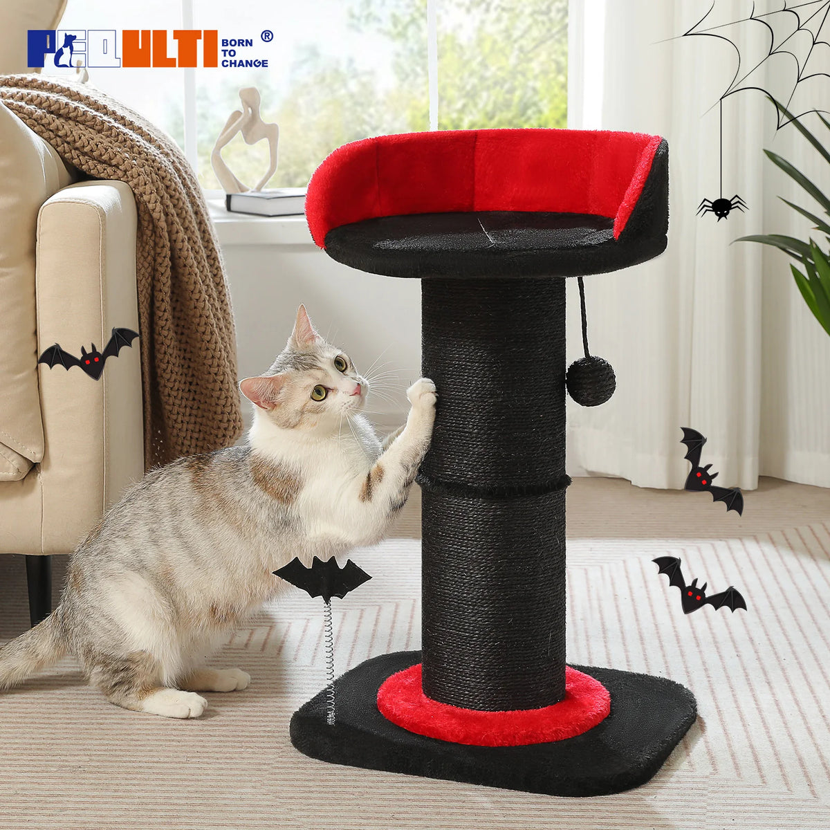 PAWZ Road Gothic Cat Scratching Post With Removable Cat Bed