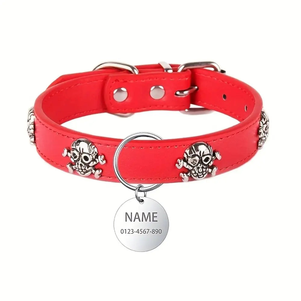 Personalized Dog Collar With Nameplate Anti Lost Pirate Skull Design