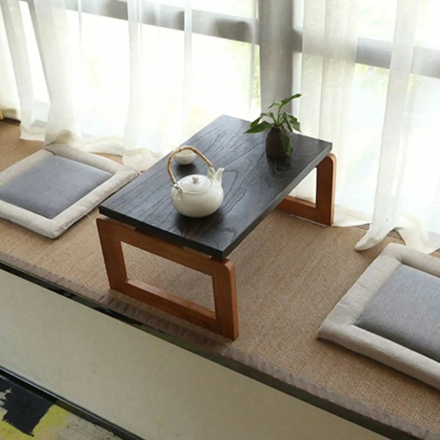 Wooden Folding Coffee Table With Metal Frame For Home Use