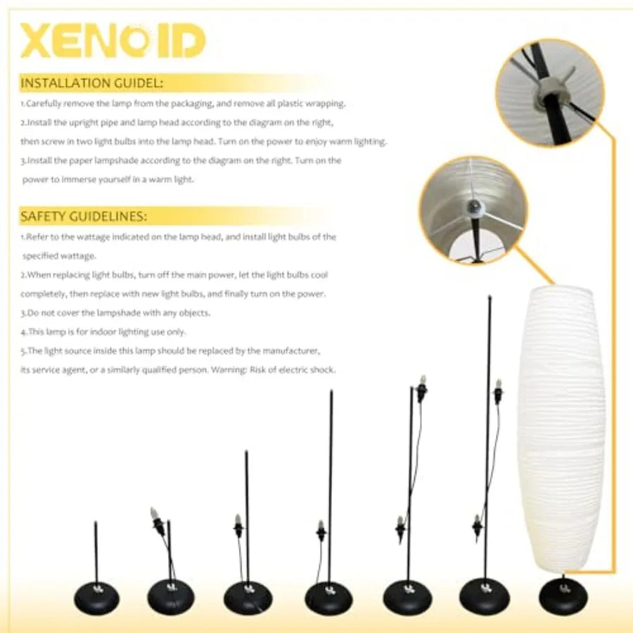 Modern Rice Paper Floor Lamp For Bedroom And Living Room