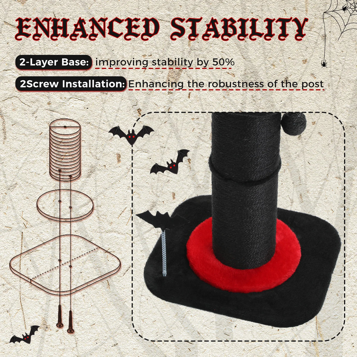 PAWZ Road Gothic Cat Scratching Post With Removable Cat Bed