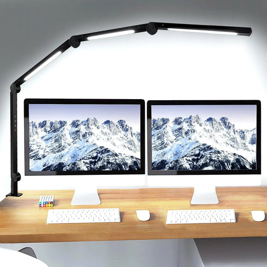 Touch Dimmable LED Desk Lamp With Flexible Clamp Swing Arm