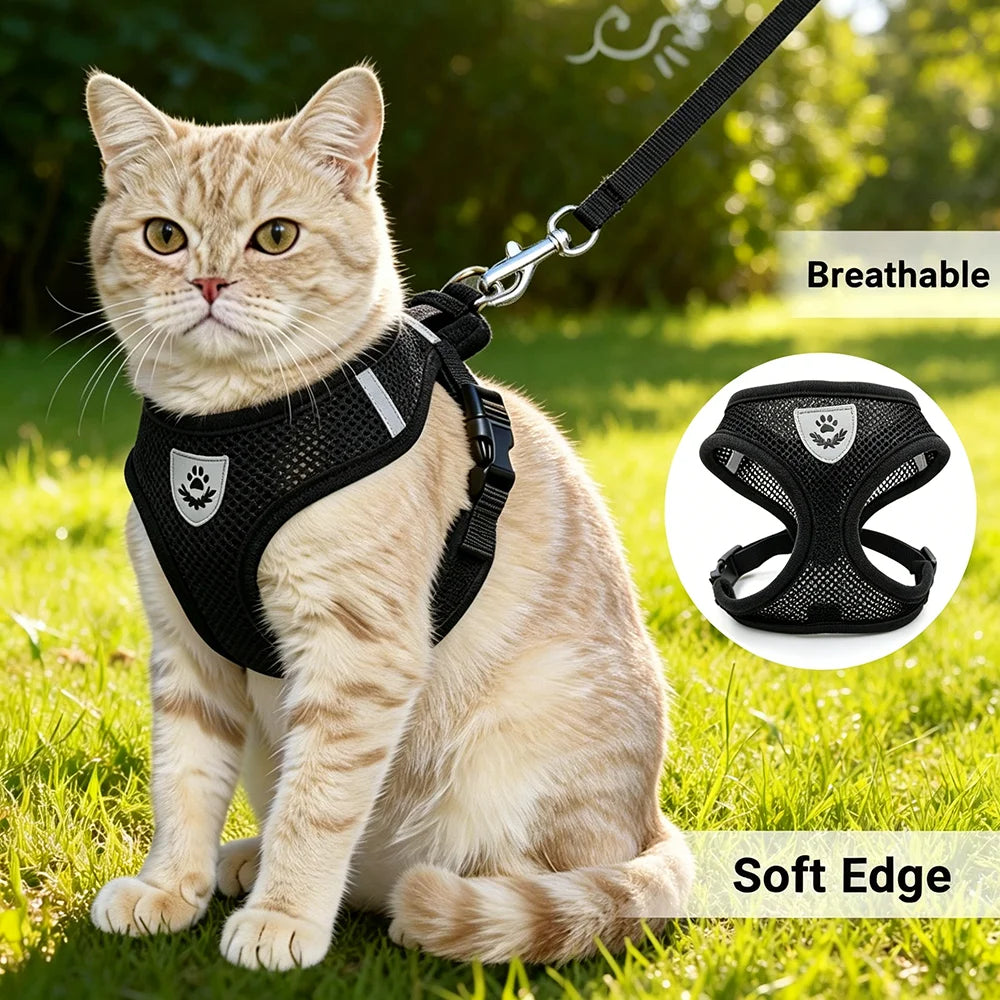 Reflective Escape Proof Cat Dog Harness And Leash Set