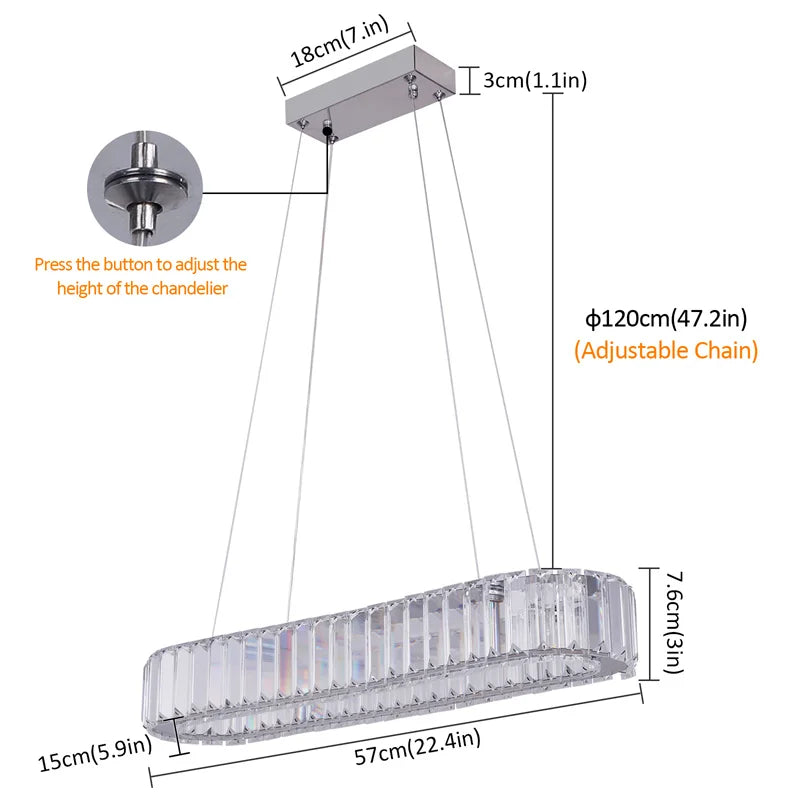 GreeLustr Indoor K9 Crystal Oval Ring Pendant Lamp