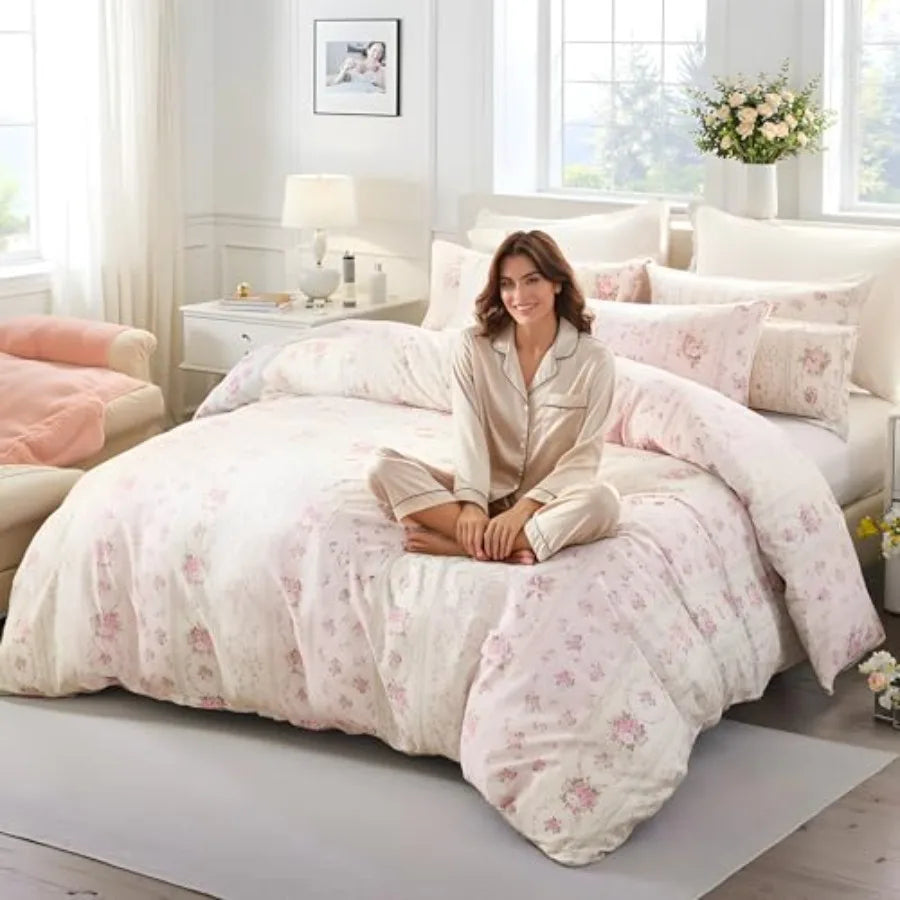 Cotton Reversible Duvet Cover Set With Zipper Closure Bedding