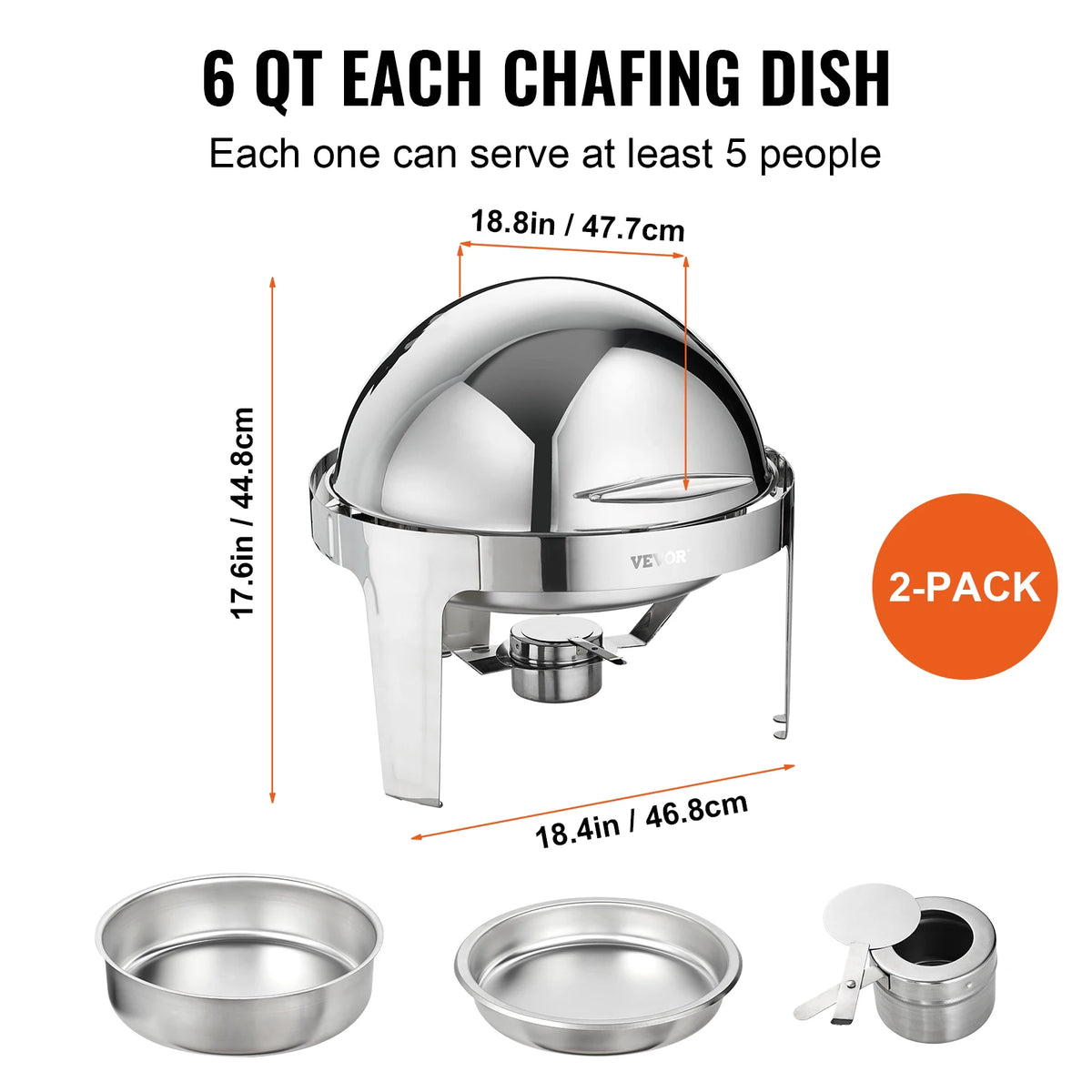 SucceBuy Roll Top Chafing Dish Buffet Warmer Set With Pans