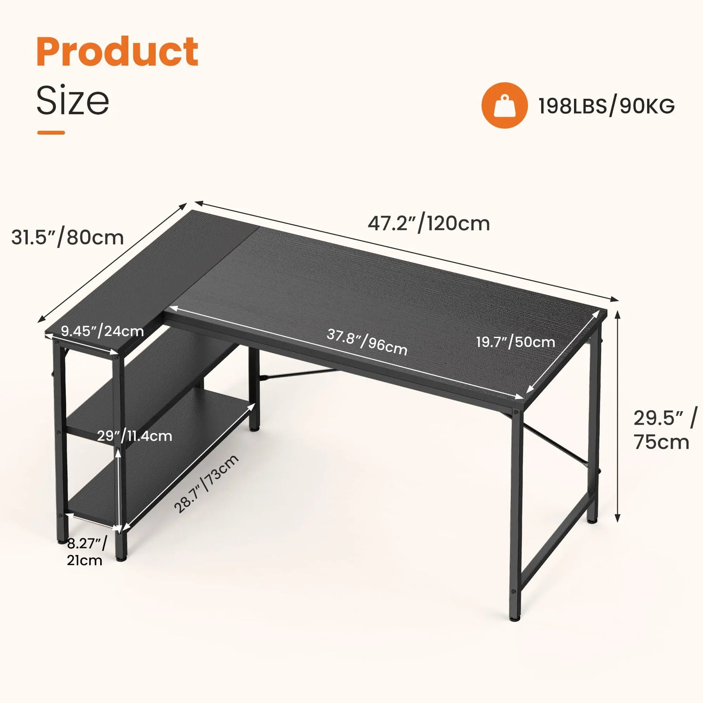 JHK L Shaped Desk Computer Desk for Home Office Storage