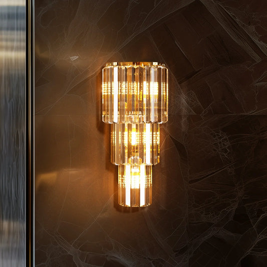 LUVODI Modern Crystal Wall Lamp 3 Layer Sconce E14