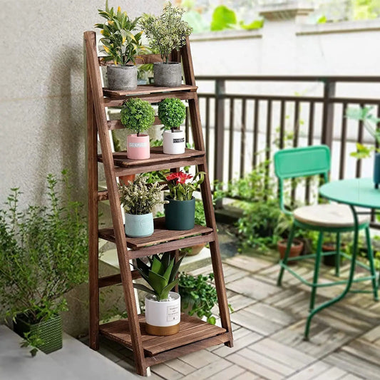 Indoor Wooden Folding Storage Shelf Bookcase Display Rack