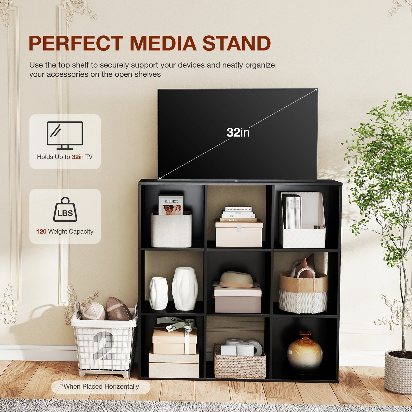 JHK 9 Cube Wood Storage Organizer Bookshelf Living Room Office