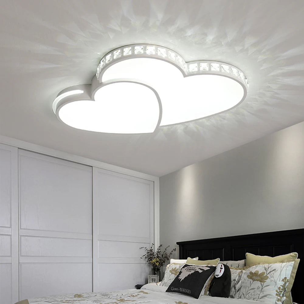 Heart Shaped Crystal LED Ceiling Light Flush Mount Fixture