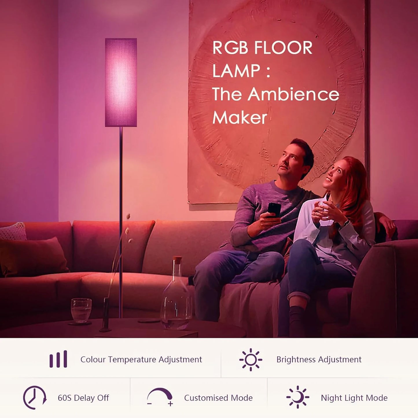 Modern Standing RGB Floor Lamp for Bedroom Living Room Study