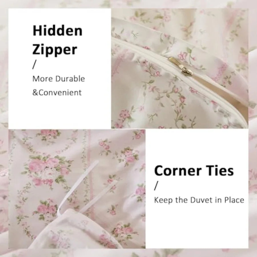 Cotton Reversible Duvet Cover Set With Zipper Closure Bedding