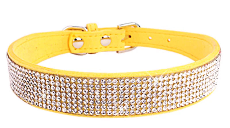 Adjustable Rhinestone Dog Collar With Soft Microfiber Comfort