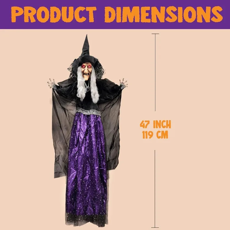 Animated Talking Witch Halloween Decoration With Sound Activated LED Eyes