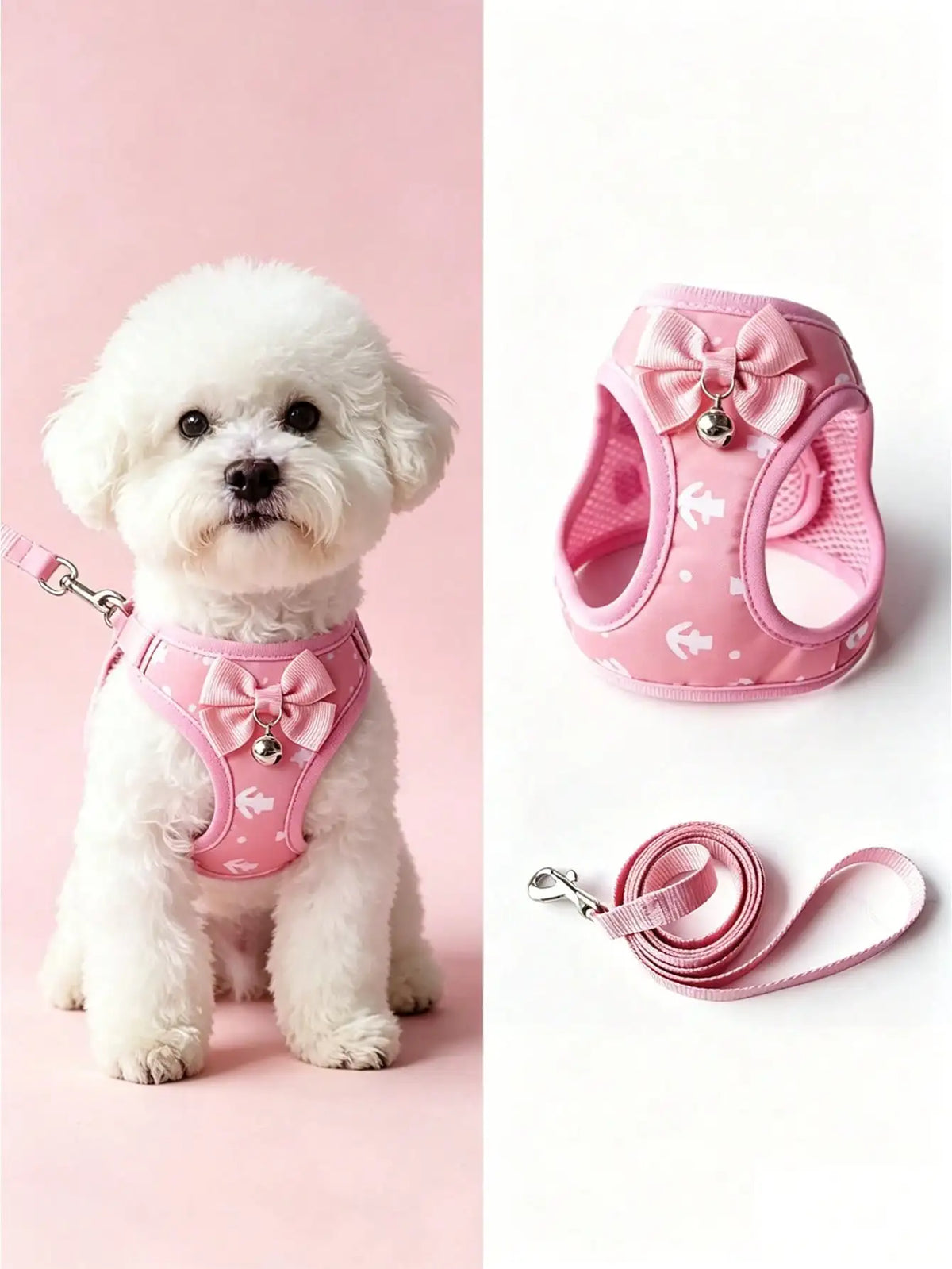 Anchor Pattern Pet Harness Leash Set for Dogs and Cats