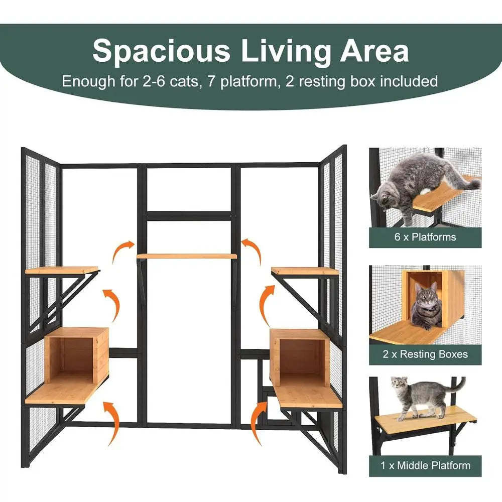 Outdoor Cat Enclosure Catio With Waterproof Weather Resistant Design