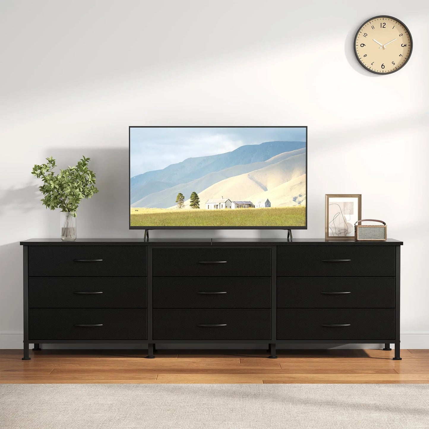 JHK Living Room Cabinet With Nine Fabric Drawers Entertainment Center