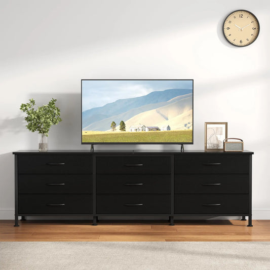 JHK Living Room Cabinet With Nine Fabric Drawers Entertainment Center