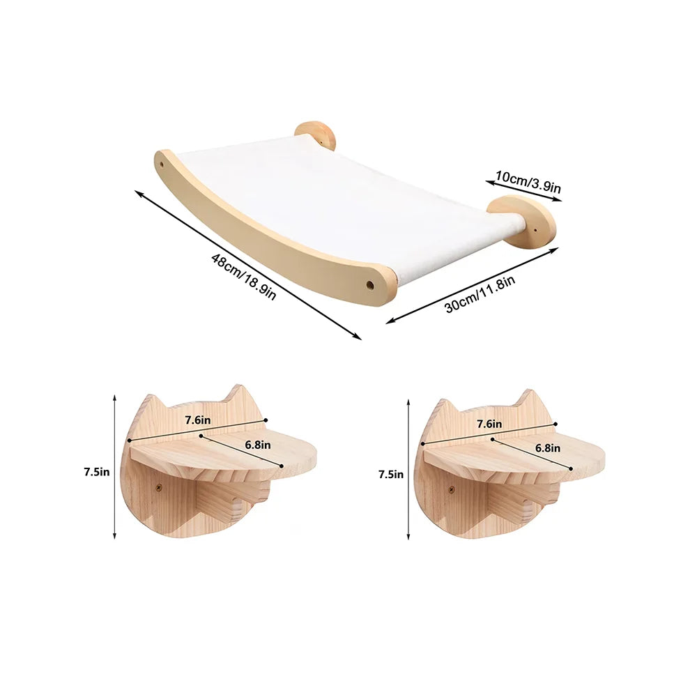 CWV Wall Mounted Cat Hammock And Sisal Scratching Climbing Shelf