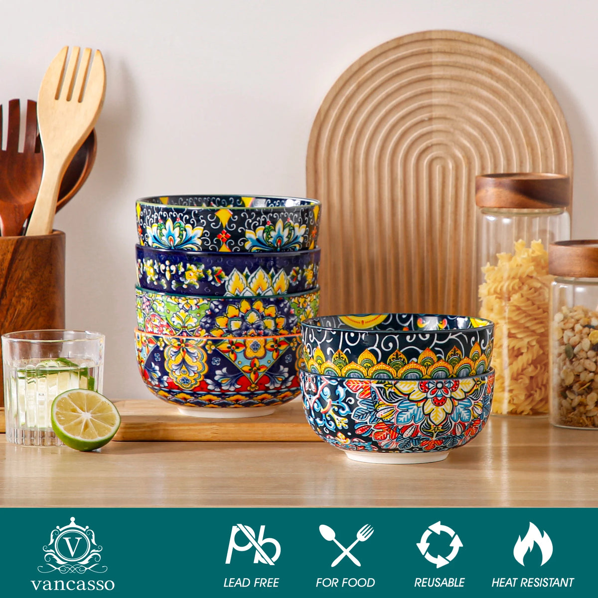 Malacasa Ceramic Bowl Set Floral Bohemian Style Dinnerware