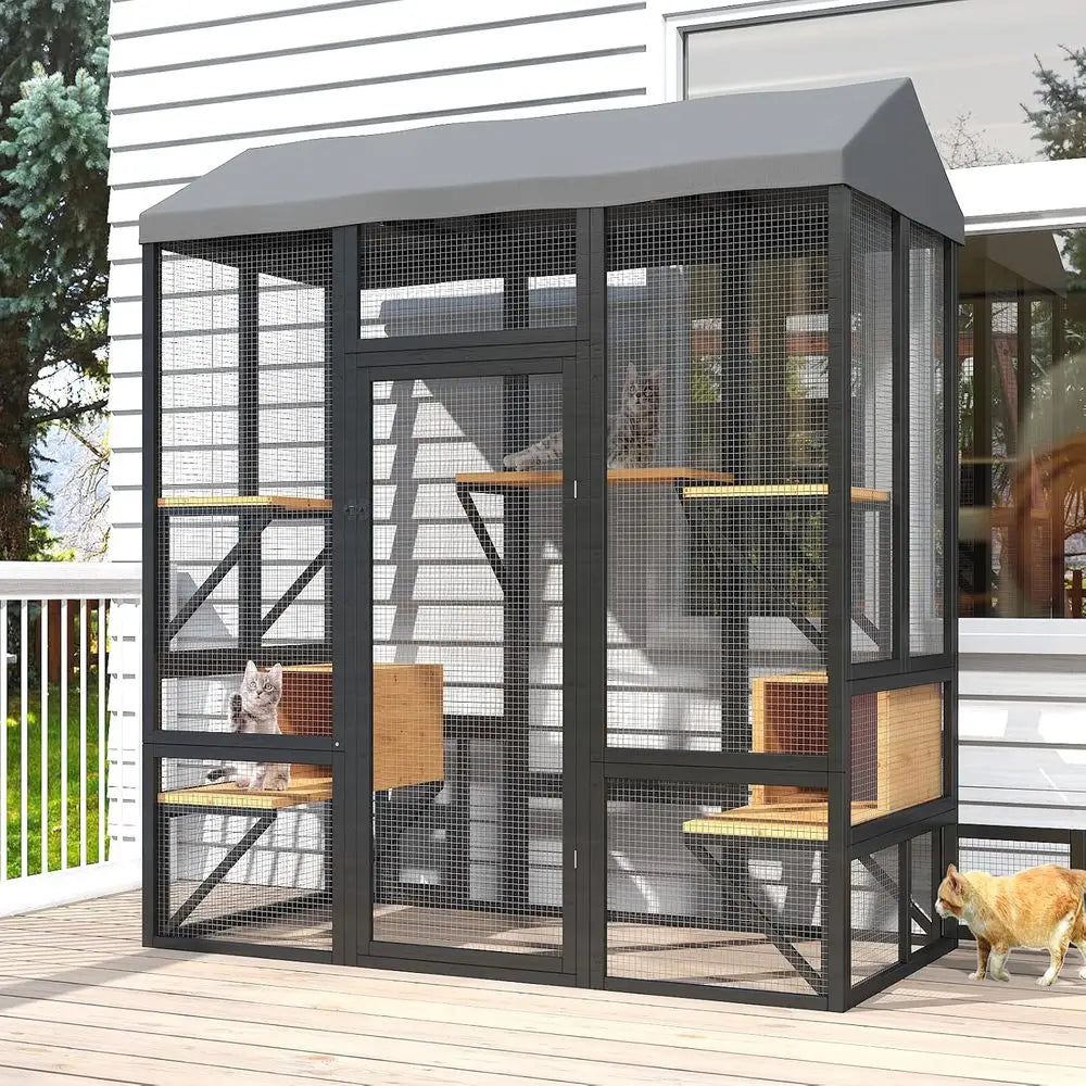 Outdoor Cat Enclosure Catio With Waterproof Weather Resistant Design