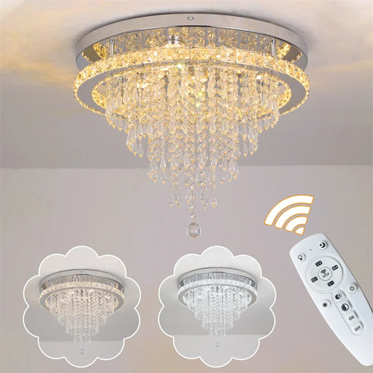 GreeLustr Crystal LED Chandelier Living Room Dimmable Light with Remote