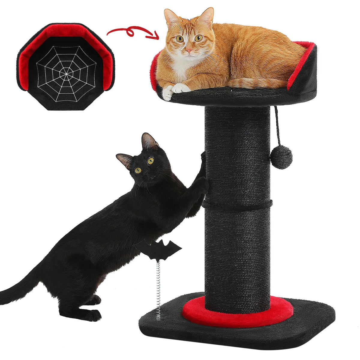 PAWZ Road Gothic Cat Scratching Post With Removable Cat Bed