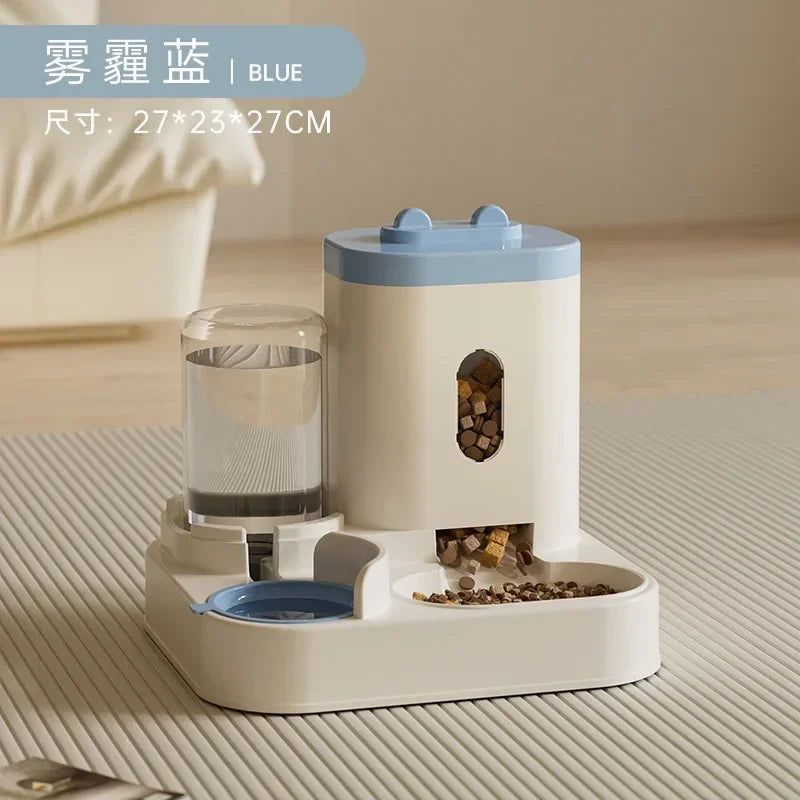 Automatic Large Capacity Pet Food Bowl With Water Fountain