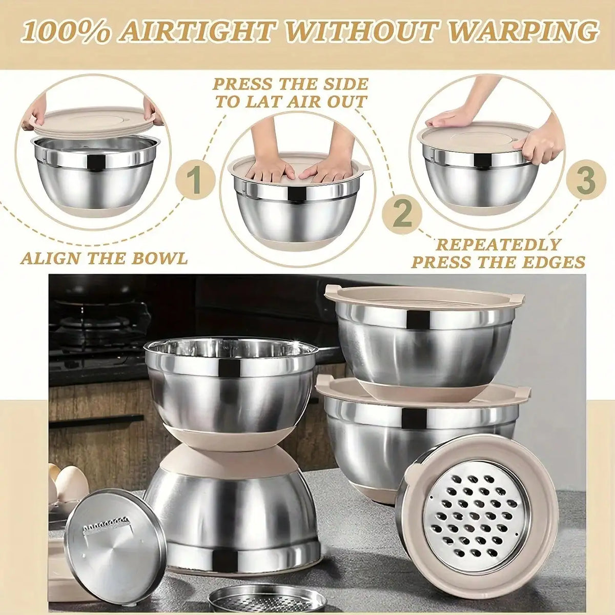 26 Piece Stainless Steel Mixing Bowl Set With Lids