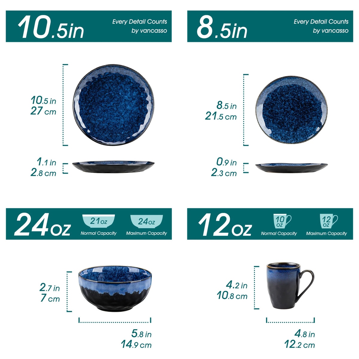 Malacasa Premium Ceramic Kiln Change Glaze Dinnerware Set