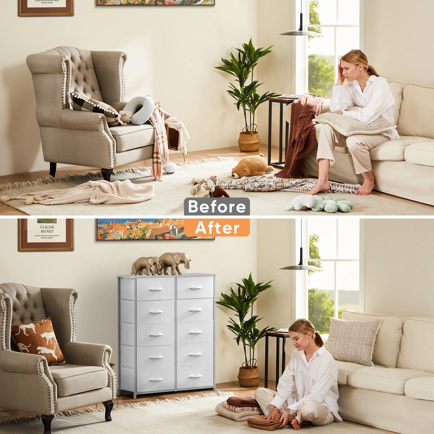 JHK Modern Wooden Wardrobe For Bedroom Storage Cabinet Dresser