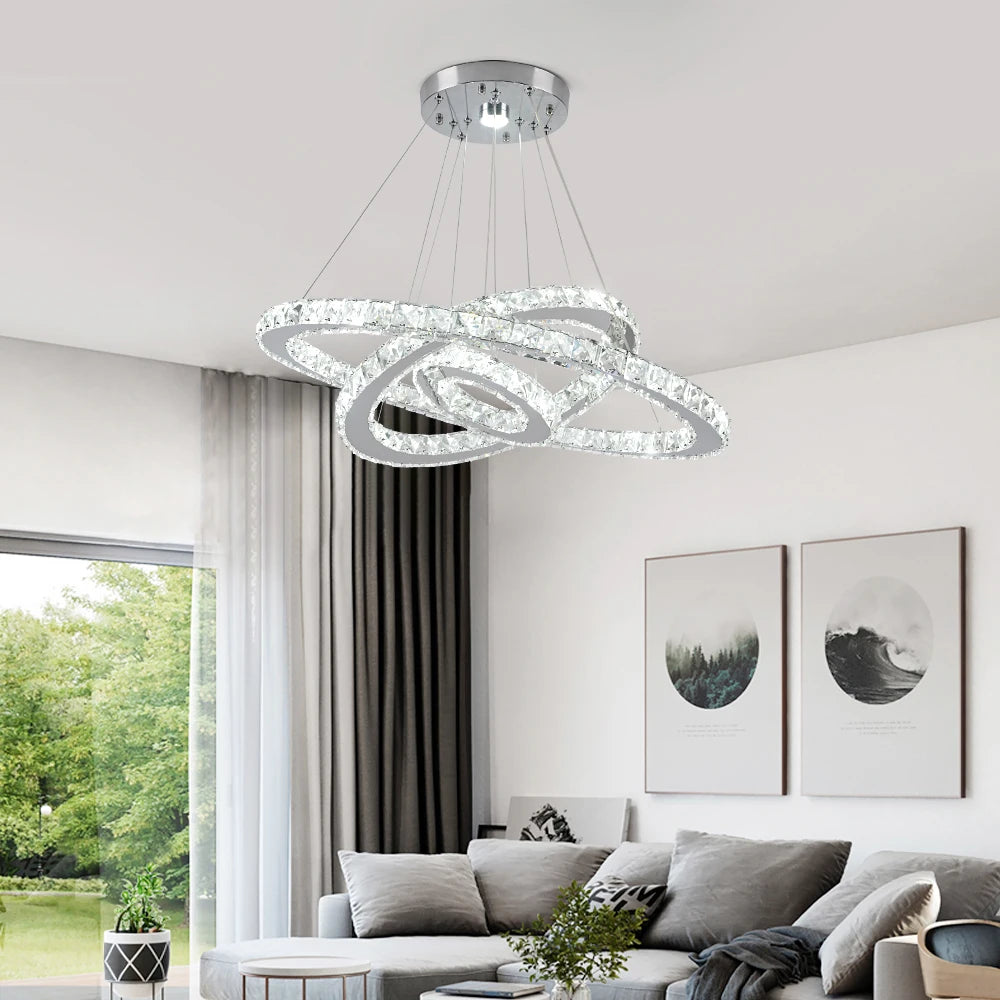 GreeLustr Luxury Crystal Modern Pendant Light Dimmable Led Chandelier
