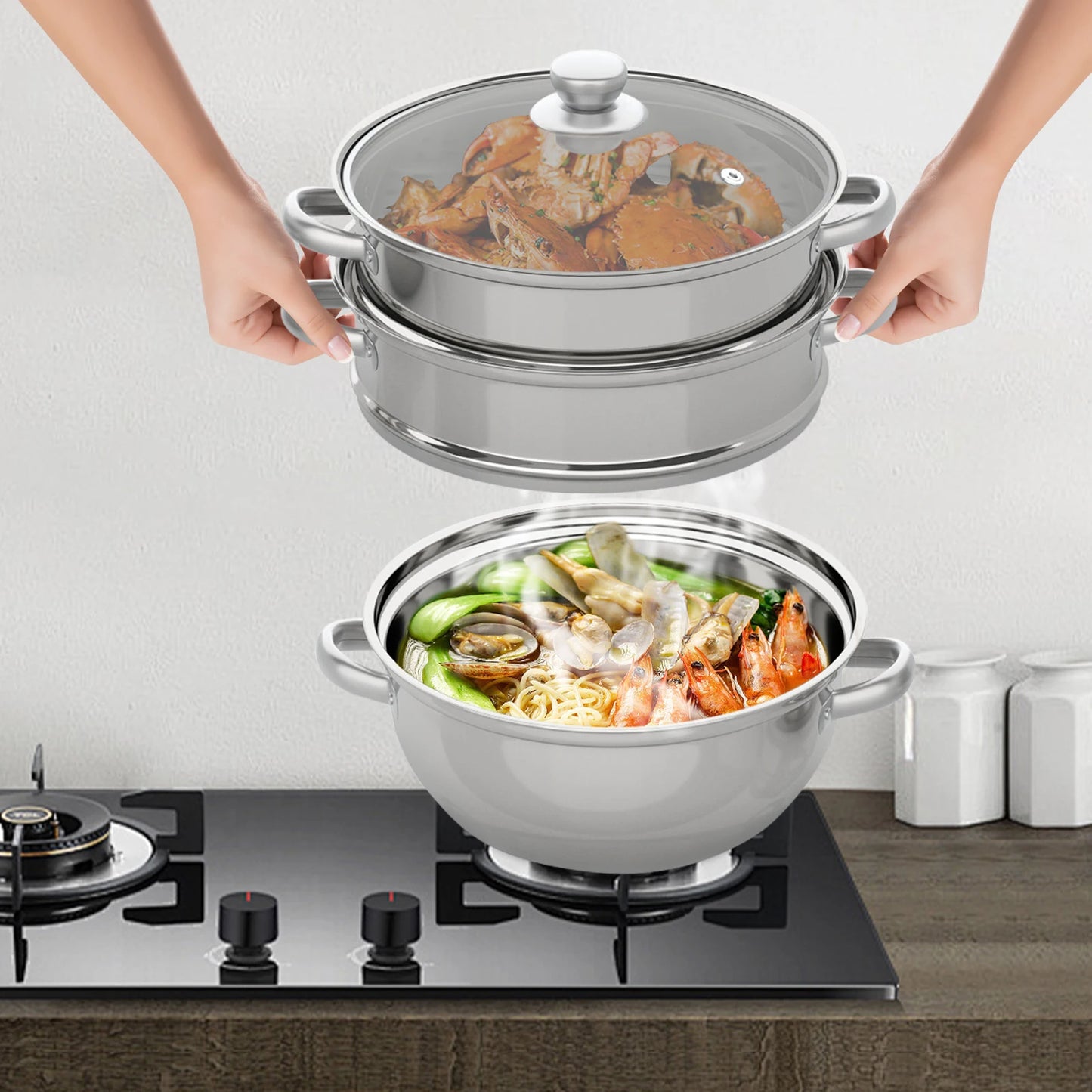 Three Tier Stainless Steel Multi-Function Steamer Pot