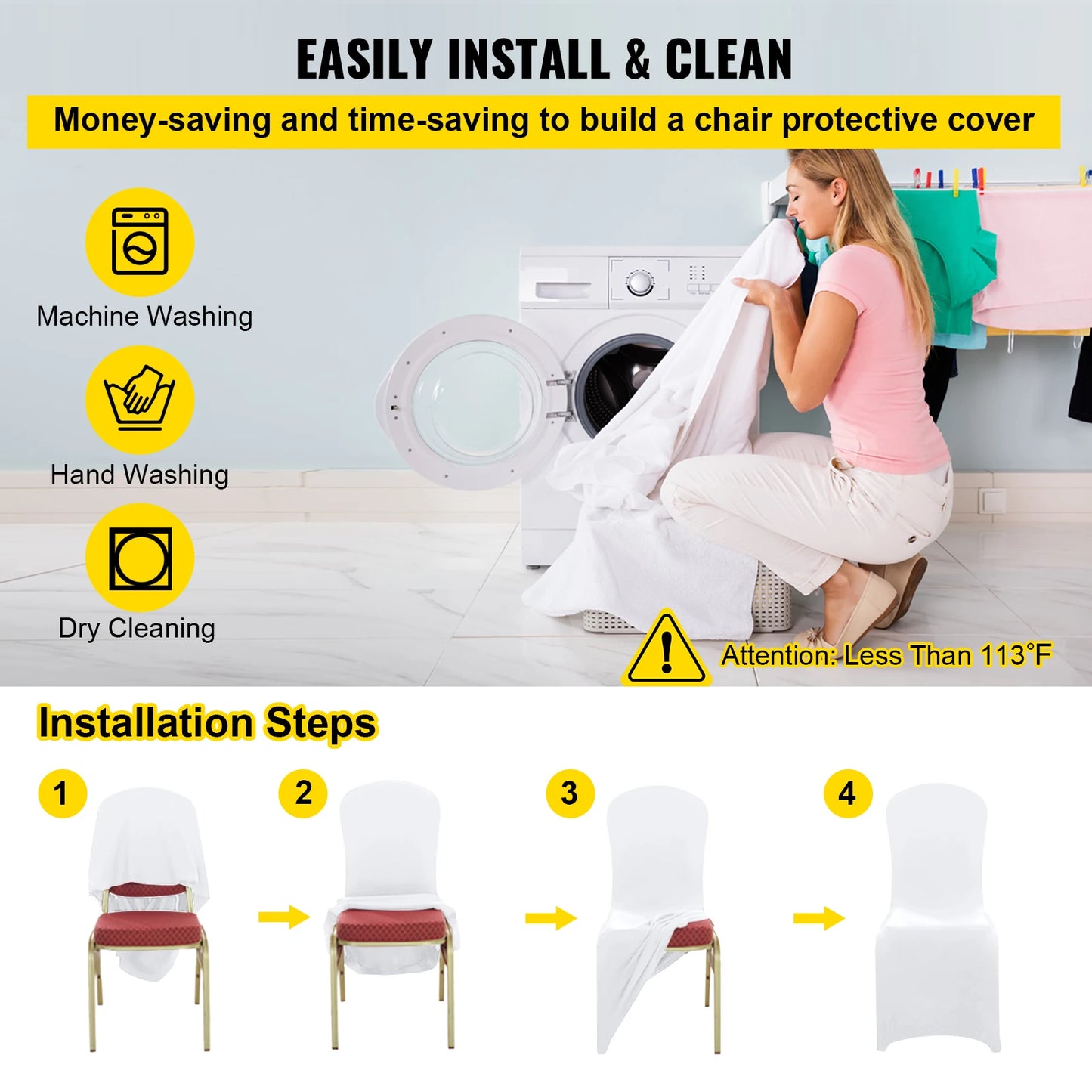 Wedding Chair Cover Spandex Slipcover Universal Banquet Dining