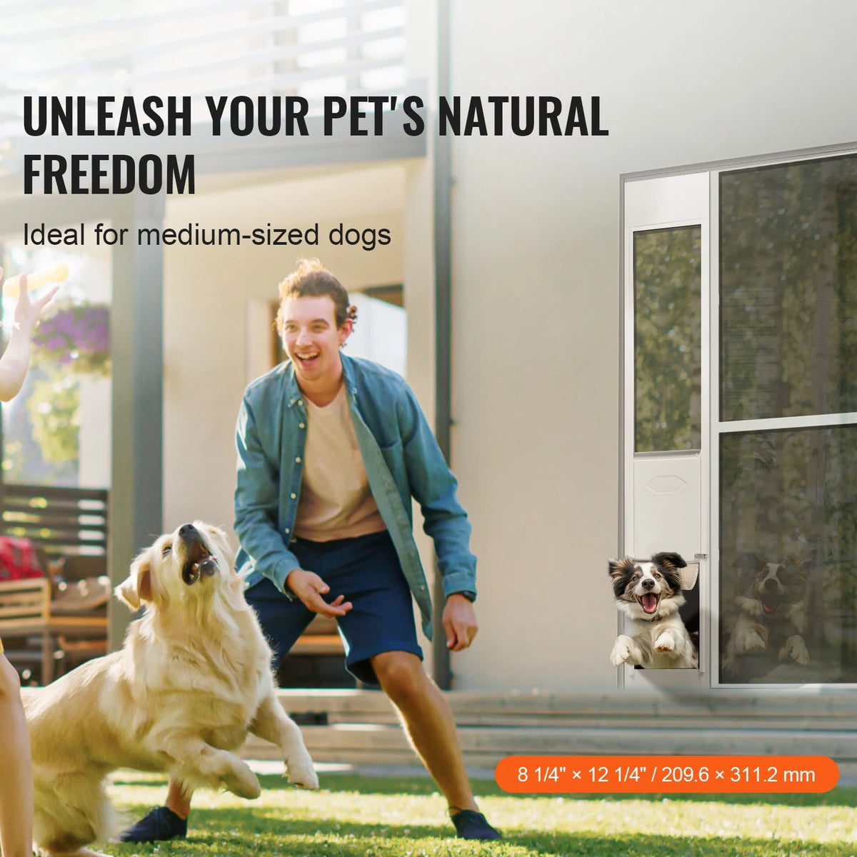 SucceBuy Adjustable Dog Door For Sliding Glass Aluminum Frame