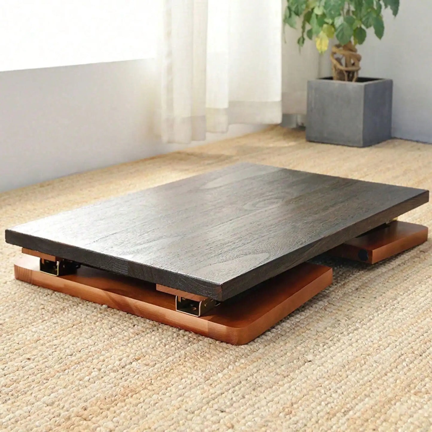 Wooden Folding Coffee Table With Metal Frame For Home Use