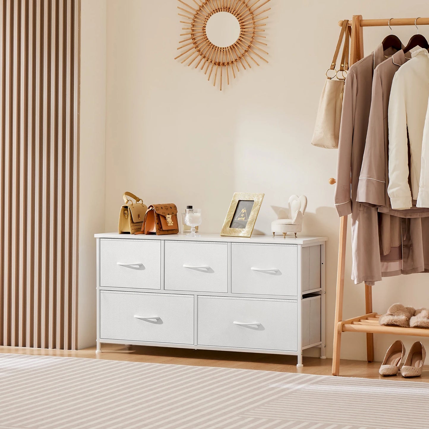 JHK Modern Wooden Wardrobe For Bedroom Storage Cabinet Dresser