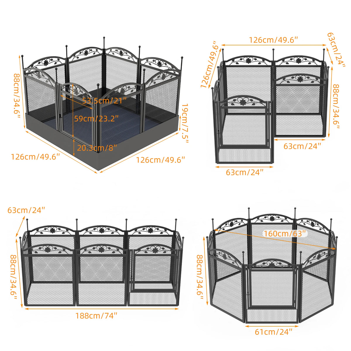 Bingopaw Heavy Duty Metal Dog Playpen For Indoor Outdoor Training
