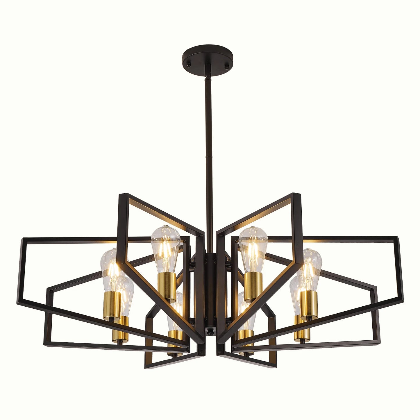 8-Light Geometric Chandelier With Adjustable Height Pendant Light